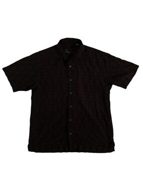 Tommy Bahama Silk Cross-Hatch Black Short-Sleeve Button-Up Shirt